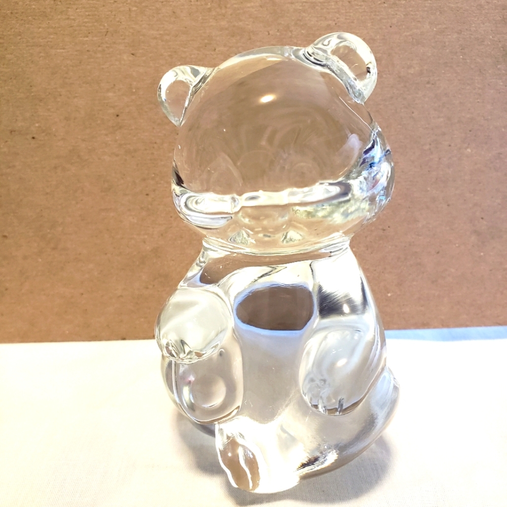 Fenton Glass Clear Teddy Bear paperweight